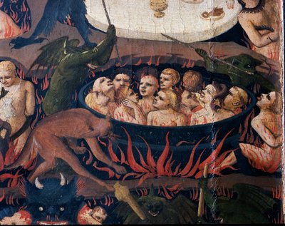 O Juízo Final: Inferno - As almas dos malditos submetidos a tortura nos círculos do Inferno, 1432-1435 de Fra Angelico