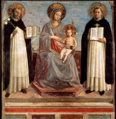 Virgem e Criança com Santos Dominicus e Thomas Aquinas, 1424-1430 de Fra Angelico