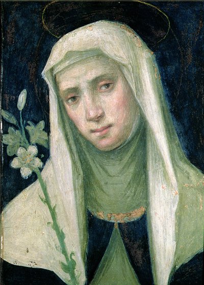 Santa Catarina de Siena (1347-80) (têmpera no painel) de Fra Bartolommeo