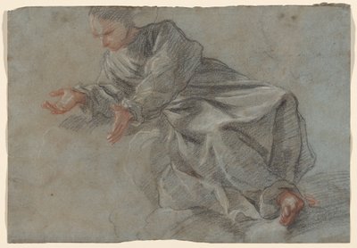 Um monge sentado com os braços estendidos [Estudo para a Virgem na visão do Beato Felice da Cantalice] de Fra Semplice da Verona