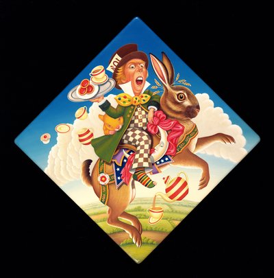 A Mad Tea Party, 2008 (óleo e tempera no painel) de Frances Broomfield