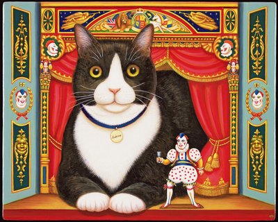 Ambrose the Theatre Cat, 2007 (óleo e têmpera no painel) de Frances Broomfield