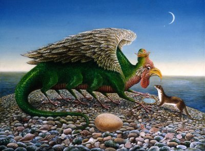 Basilisk, 1986 (óleos e têmpera sobre papel) de Frances Broomfield