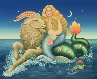 Capricórnio, 1992 (óleo e têmpera no painel) de Frances Broomfield