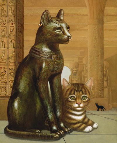 Mike, o British Museum Kitten, 1995 (óleo e têmpera no painel) de Frances Broomfield