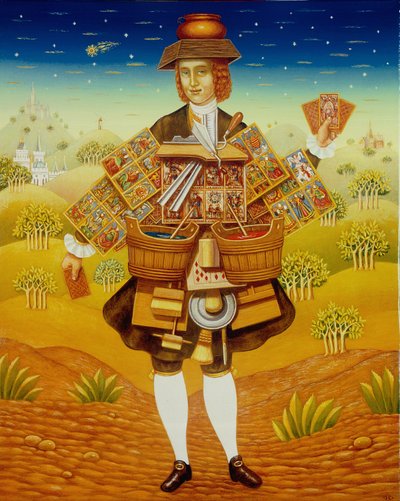 The Card Seller, 2003 (óleo e têmpera no painel) de Frances Broomfield