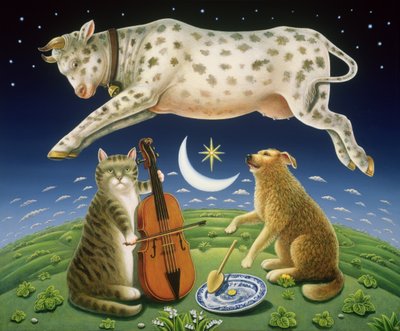 O gato e o violino, 2004 (óleo e têmpera no painel) de Frances Broomfield