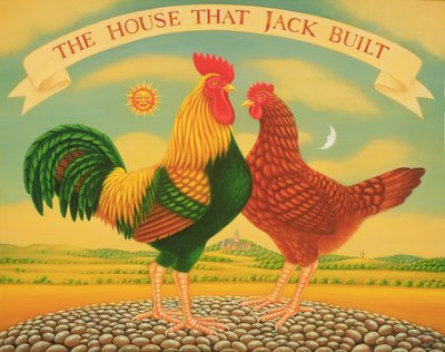 A Casa que Jack Construiu, 1996 (óleo e têmpera no painel) de Frances Broomfield