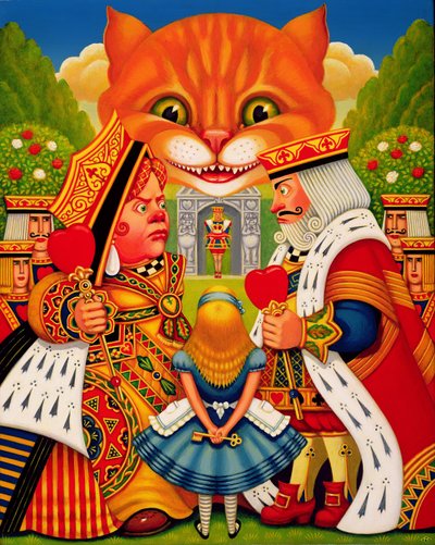 O rei e a rainha dos corações, 2010 (óleos e têmpera em paenl) de Frances Broomfield