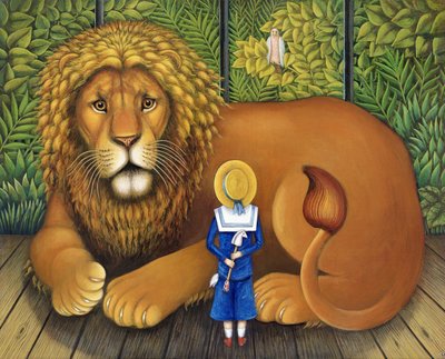 The Lion and Albert, 2001 (óleo e têmpera no painel) de Frances Broomfield