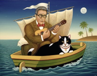 The Owl and the Pussycat, 1998 (óleo e têmpera no painel) de Frances Broomfield