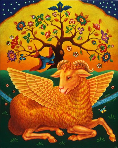 The Ram with the Golden Fleece, 2011 (óleos e têmpera no painel) de Frances Broomfield