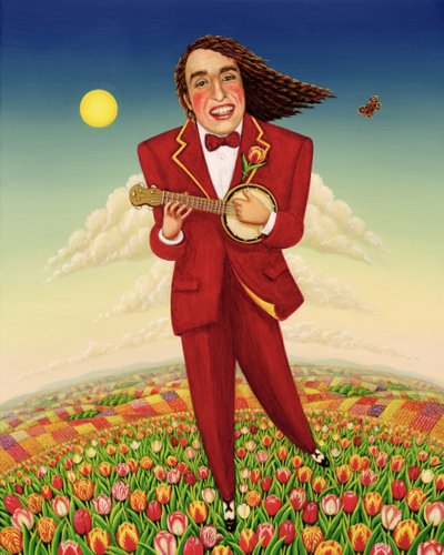 Ponta dos pés através das tulipas, 2000 (óleo e têmpera no painel) de Frances Broomfield