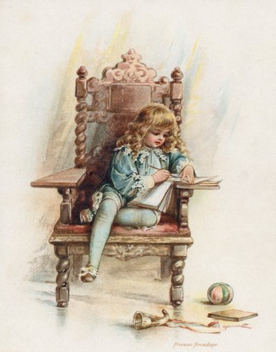 O rei Eduardo VI a escrever o seu diário (cromolitografia) de Frances Brundage