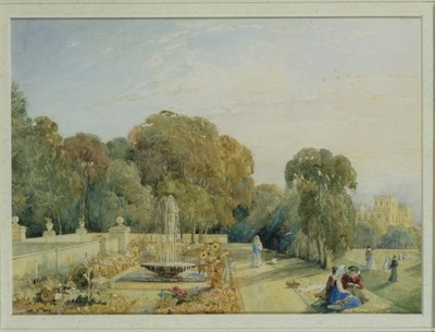 Vista dos jardins em Chatsworth, Derbyshire, c.1820 (par de 85760) de Frances Elizabeth Swinburne