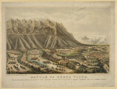 Preparativos para a Batalha de Buena Vista, também conhecida como Batalha de Angostura, entre o General Zachary Taylor e as tropas do General Antonio Lopez de Santa Anna, 23 de fevereiro de Frances Flora Bond (c.1812 76) Palmer