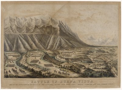 Batalha de Buena Vista, 1847 (cromolitógrafo em papel de capa) de Frances Flora Bond Palmer