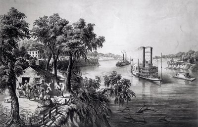 Low Water no Mississippi, pub. por Currier e Ives, 1867 de Frances Flora Bond Palmer