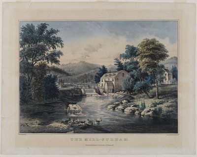 The Mill-Stream, publicado pela Currier & Ives, New York (lito colorido à mão) de Frances Flora Bond Palmer