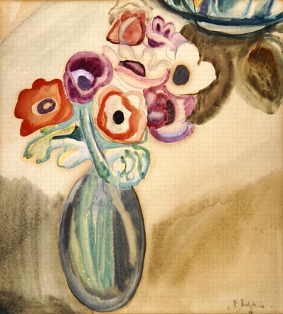 Jarro de flores (aguarela sobre papel) de Frances Hodgkins