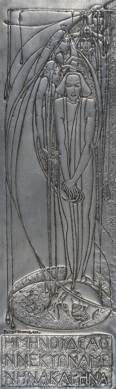 Placa de Metal Branco Repelente, 1893 (metal) de Frances Macdonald