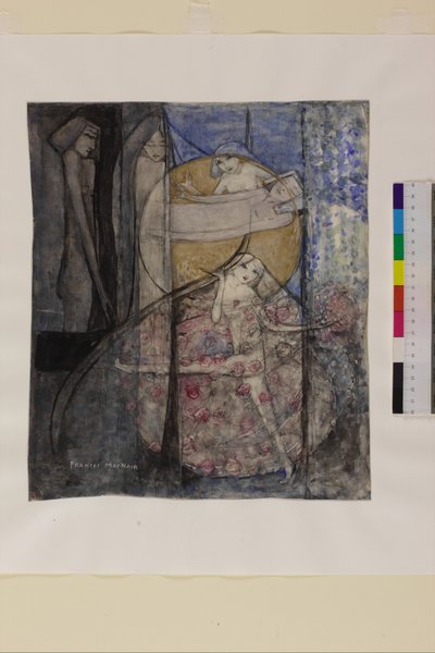 Mulher em pé atrás do sol, c.1912-15 (lápis e aquarela sobre papel) de Frances Macdonald