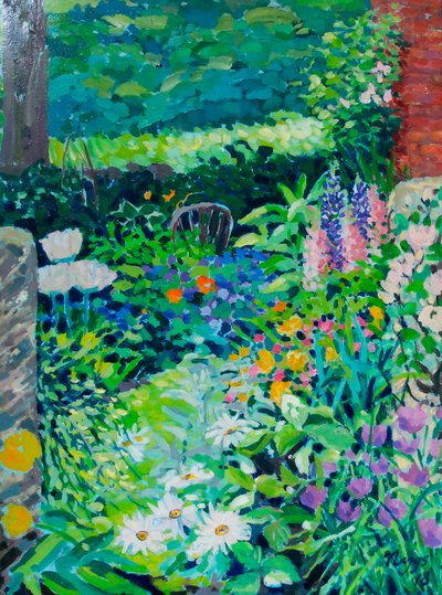 Jardim rural inglês, 2018 (acrílico sobre tela) de Frances Naggs