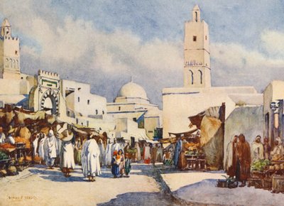La Grande Rue, Kairouan (litografia a cores) de Frances Nesbitt