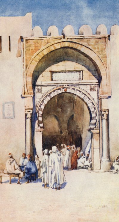Porta dos Mouros, Kairouan (litografia a cores) de Frances Nesbitt
