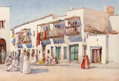 Rua das Raparigas Dançantes, Biskra (litografia a cores) de Frances Nesbitt
