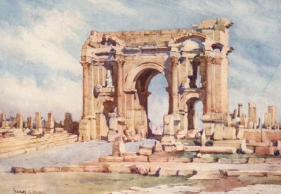 Arco de Trajano, Timgad (litografia a cores) de Frances Nesbitt