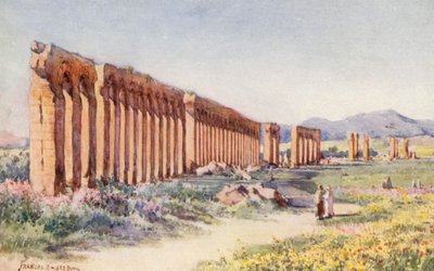 O Aqueduto de Cartago (litografia a cores) de Frances Nesbitt