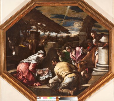 Adoração dos sheperds Pintura por Francesco da Ponte dit Francesco Bassano (1549-1592) Genes, Musei di Strada Nuova de Francesco Bassano