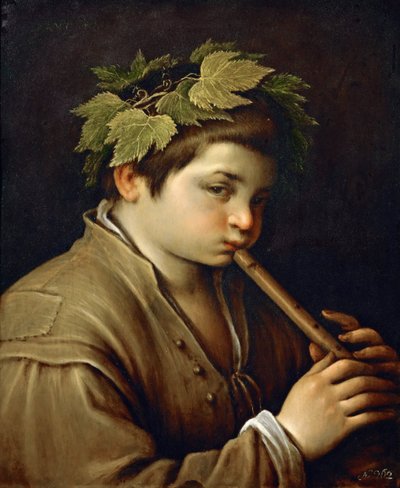Garcon jouant de la flute - Boy playing the Flute - Francesco Bassano, o Jovem (1549-1592). Óleo sobre cobre, ca. 1580-1585. Dimensão : 54,6x44 cm. Museu de História da Arte, Vienne de Francesco Bassano