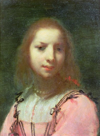 Retrato de uma Jovem Mulher, c.1640 (óleo sobre cobre) de Francesco (attr. to) Furini