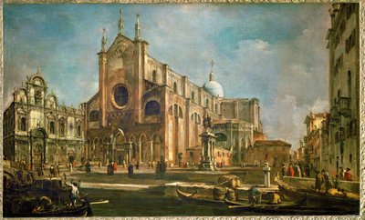 Campo da igreja de João e Paulo com a escola de São Marcos e o monumento de Colleoni, Veneza ... de Francesco (circle of) Guardi