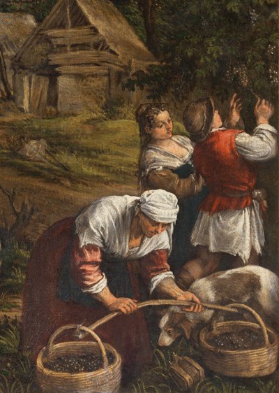 Colheita, (Moisés recebe os Dez Mandamentos), (detalhe de 65689), 1576 de Francesco Bassano