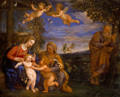 Sagrada Família com Santa Isabel e São João (óleo sobre cobre) de Francesco Albani