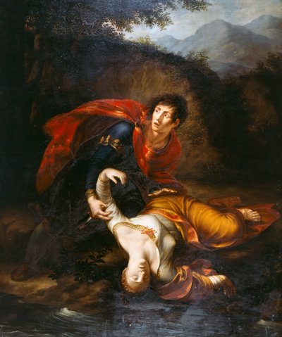 Rhadamistus atirando Zenobia ferido no rio Araxes, 1812. de Francesco Alberi