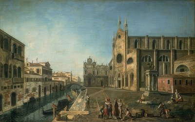 Vista de Veneza com a igreja Santi Giovanni e Paolo. Aprox. 1735.-1740 de Francesco Albotto