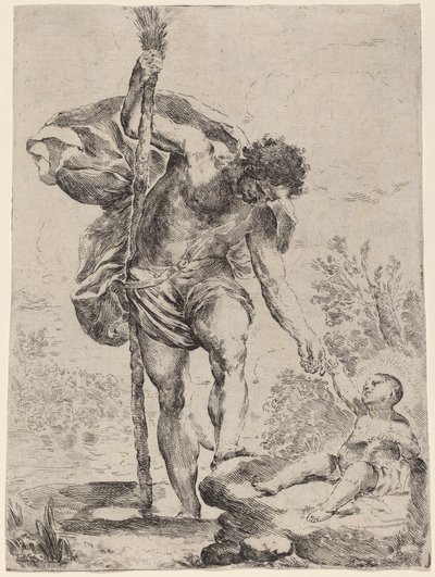 São Cristóvão dando a mão ao Menino Jesus, década de 1650. de Francesco Amato