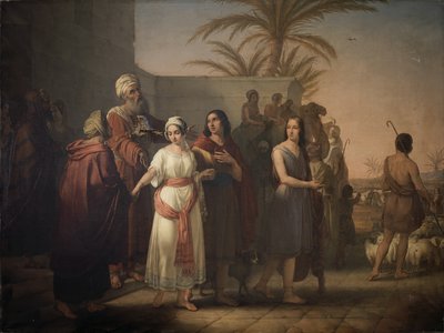 Tobias se despede dos sogros com a esposa para voltar para o pai de Francesco Antonibon di Venezia