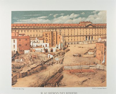 Itália, Nápoles, Albergo dei Poveri (Hospice for the Poor) 1889 (litografia) de Francesco Aversano