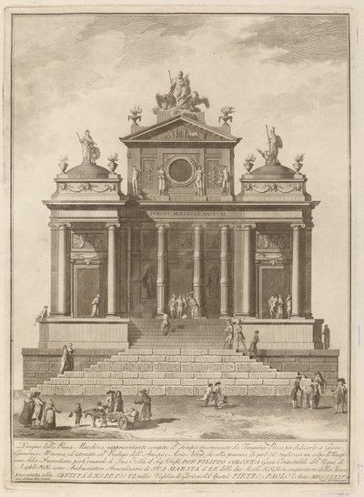 Um Templo Dedicado a Júpiter, Juno e Minerva, para o Festival de Chinea, 1785. de Francesco Barbazza