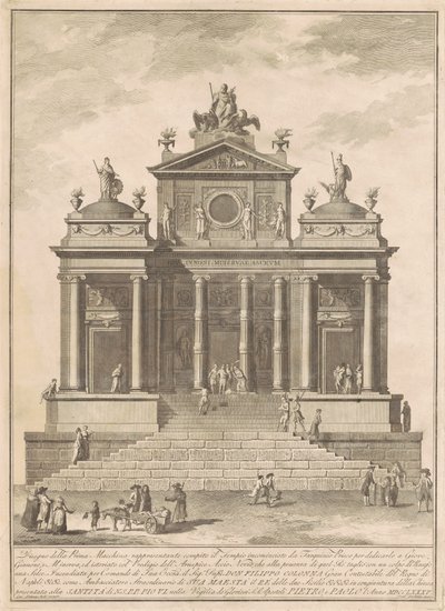 A Prima Macchina para a Chinea de 1785: O Templo de Júpiter Iniciado por Tarquínio Prisco com a Maravilha de Accius Naevius de Francesco Barbazza, after Giuseppe Palazzi