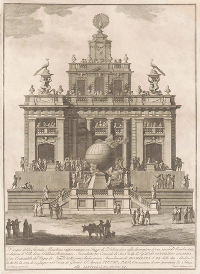 A Seconda Macchina para a Chinea de 1785: um palácio do prazer com um balão de ar de Francesco Barbazza, after Giuseppe Palazzi