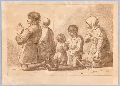 Uma família orando de Francesco Bartolozzi