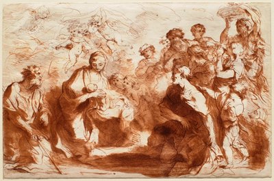 Anbetung der Hirten mit Josef kniend links de Francesco Bartolozzi