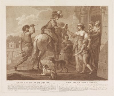 Eduardo II de Martelaar em Elfrida Eduardo II, o Mártir e Elfrida (título no objeto) Edward II, o Mártir e Elfriede (título no objeto) de Francesco Bartolozzi