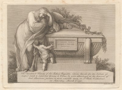 Cartão funerário de Sir Joshua Reynolds de Francesco Bartolozzi